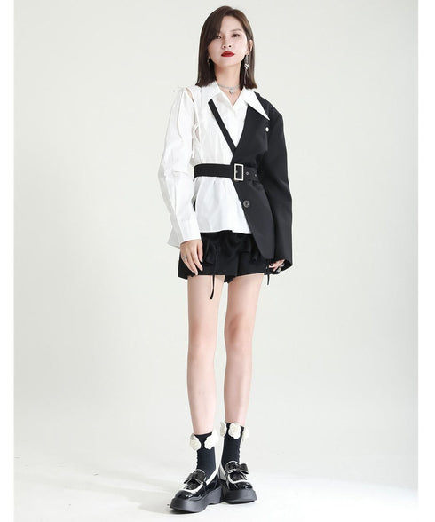 Cut-Out Ribbon Sleeve Shirt